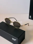 Montblanc raised-bridge round-frame sunglasses